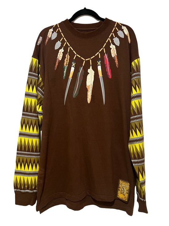 Akademiks Other - Vintage Akademiks Brown Tribal Inspired Y2K 90’s Streetwear Graphic Tee Shirt-XL